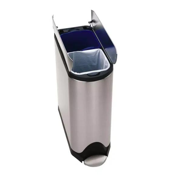 simplehuman 40L Butterfly Step-On Recycling Trash Can, Brushed Stainless Steel