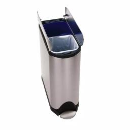simplehuman 40L Butterfly Step-On Recycling Trash Can, Brushed Stainless Steel thumbnail 1