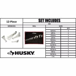 Husky Master SAE Flex Head Ratcheting Wrench Set, 12-Piece thumbnail 6