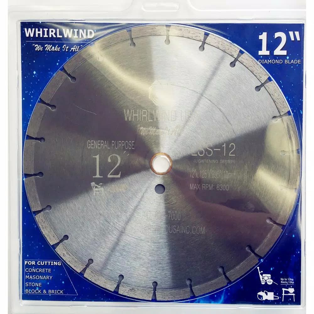 Whirlwind USA 12 in. Segmented Diamond Blade for Concrete, Stone, Brick, and Masonry