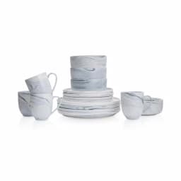 Stone Lain 32-Piece Gray Marble Porcelain Dinnerware Set for 8 thumbnail 6