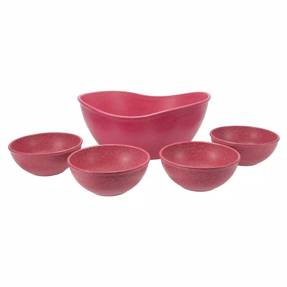 Unbranded EVO Sustainable Goods Pink Wood-Plastic Composite Serving Bowl Set, 5-Piece