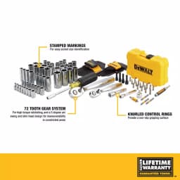 DEWALT 108-Piece 1/4 in. and 3/8 in. Drive Polished Chrome Mechanics Tool Set thumbnail 2