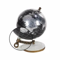 LITTON LANE Modern Reflections 7 in. Decorative Black and Silver Table Globe with Marble and Mango Wood Base thumbnail 3