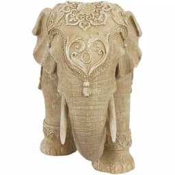Oriental Furniture 20 in. Rustic Jeweled Elephant Decorative Statue, White Resin thumbnail 3