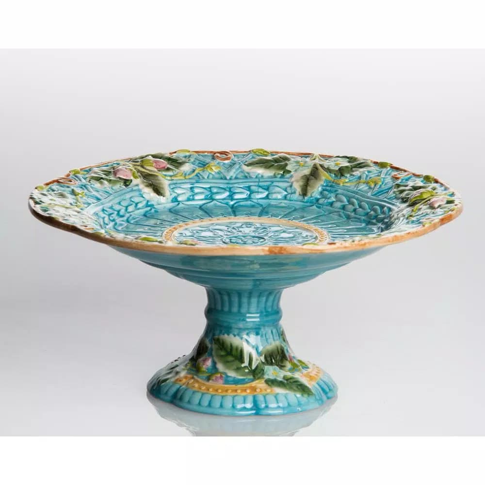 Abigails Garden Party Strawberry Compote - Handmade Ceramic Majolica Dessert Stand