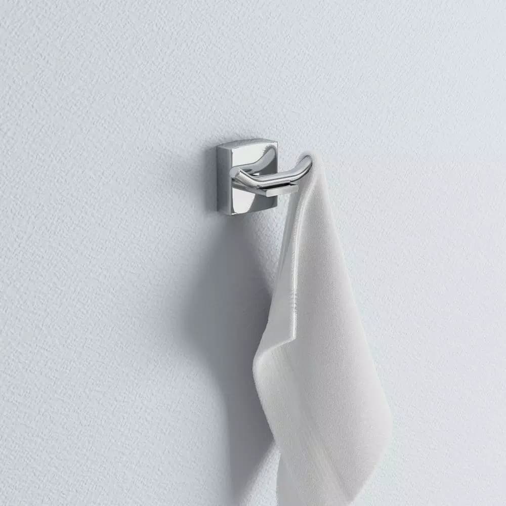 No Drilling Required Klaam Double Robe Hook in Chrome - No-Drill Mounting System