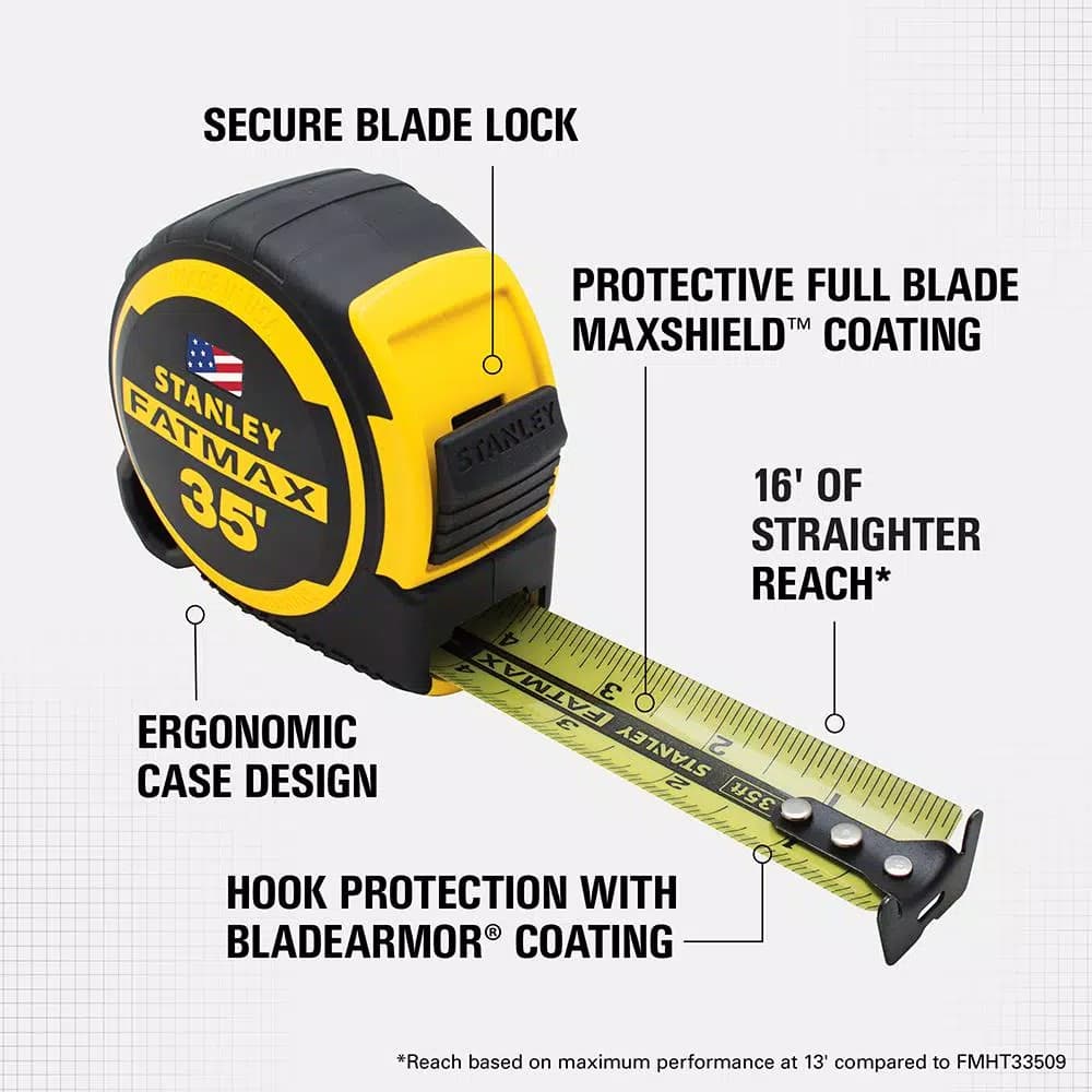 STANLEY FATMAX 35 ft. Tape Measure, SAE, Multi-Surface Blade