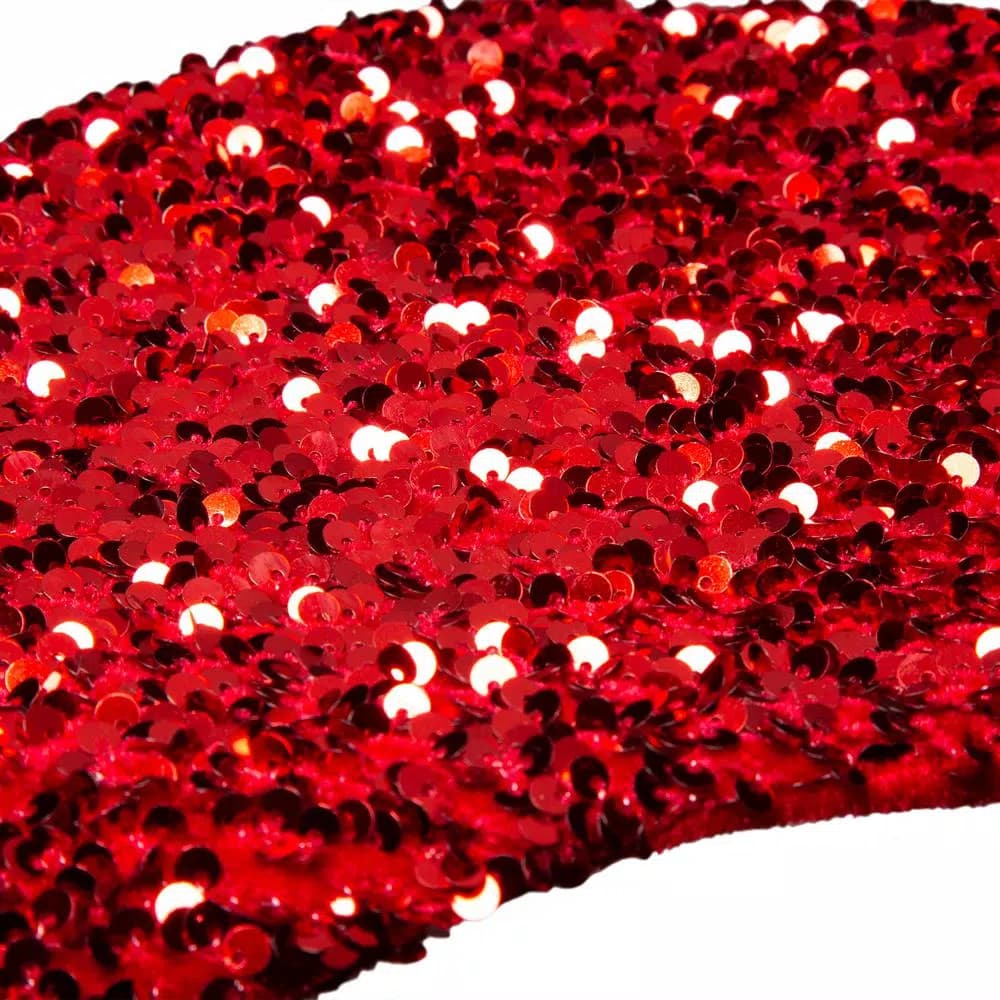 Glitzhome 21 in. Red Sequin Christmas Stocking with White Faux Fur Cuff