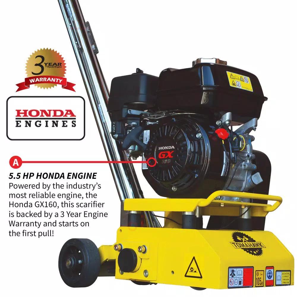 Tomahawk Power Tomahawk 8 in. Gas Concrete Scarifier Planer with 5.5 HP Honda Engine