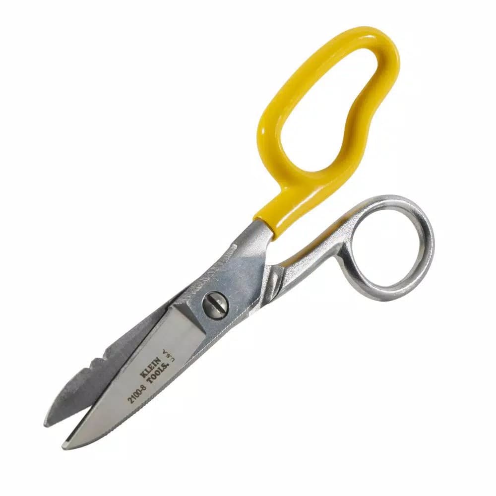 Klein Tools Electrical Scissors with Extended Handle and Stainless Steel Micro-Serrated Blades