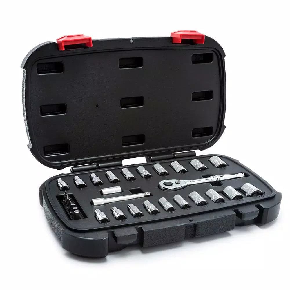 Husky 30-Piece 1/4 in. Drive SAE/Metric Ratchet and Socket Set