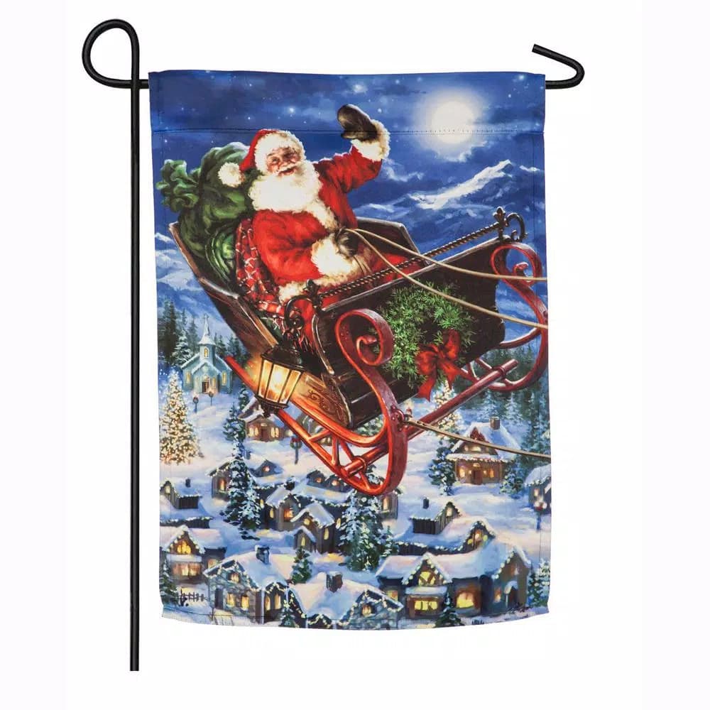Evergreen 18 in. x 12.5 in. Santa Christmas Garden Flag, Double-Sided Weather & Fade Resistant