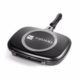 Hercules 13 in. Cast Aluminum Nonstick Double-Sided Skillet with Magnetic Lock - Black thumbnail 3