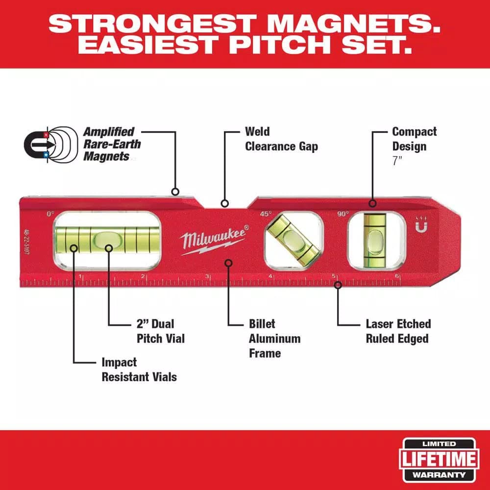Milwaukee 7 in. Metric Compact Billet Torpedo Level with Rare Earth Magnets