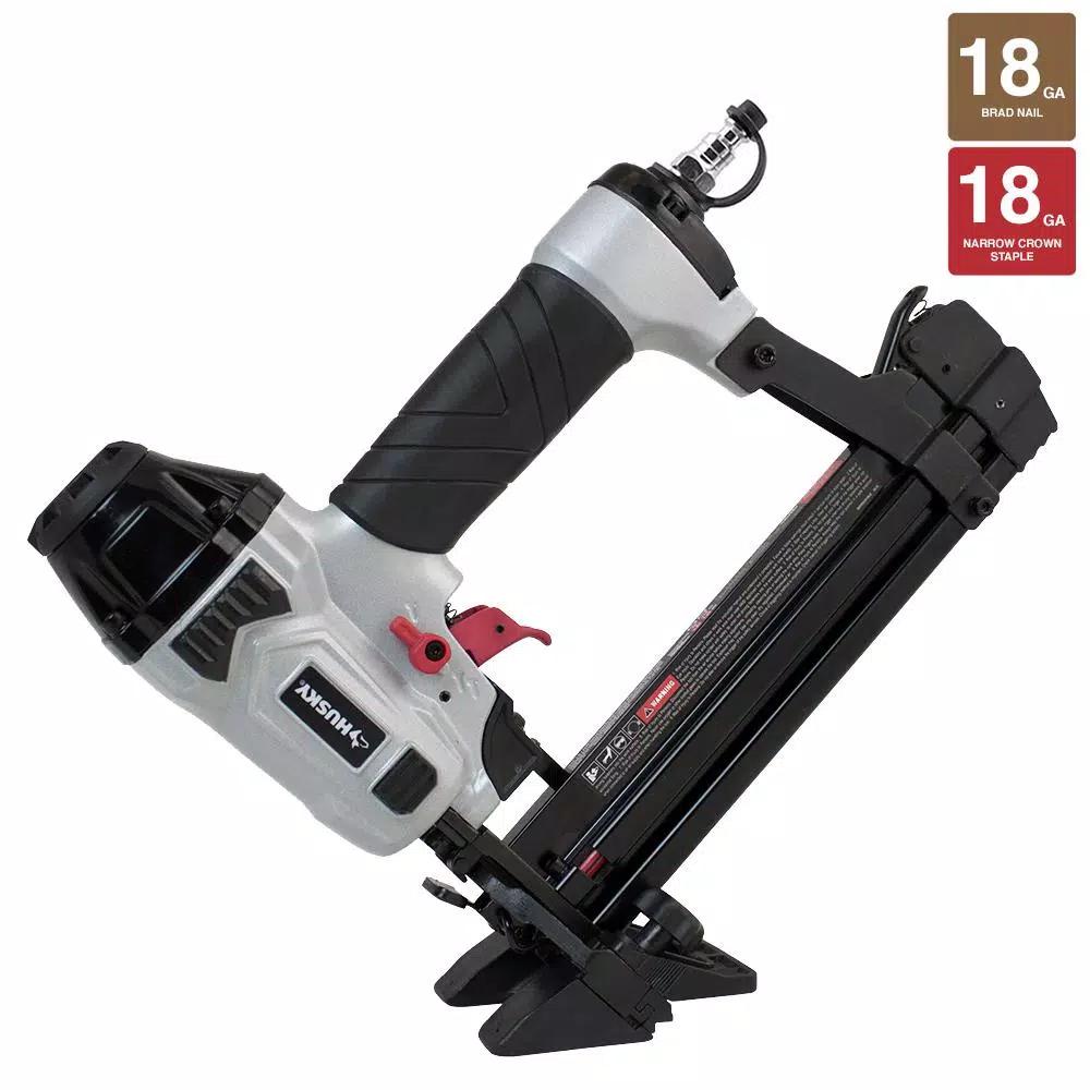 Husky 4-in-1 18-Gauge Pneumatic Mini Flooring Nailer and Stapler