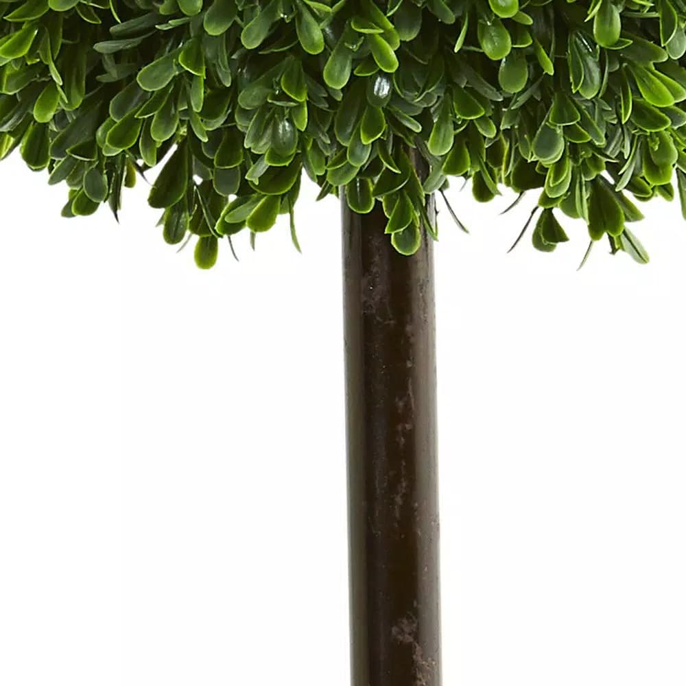 Nearly Natural 2.5 ft. UV Resistant Artificial Boxwood Ball Topiary Tree with Black Pot