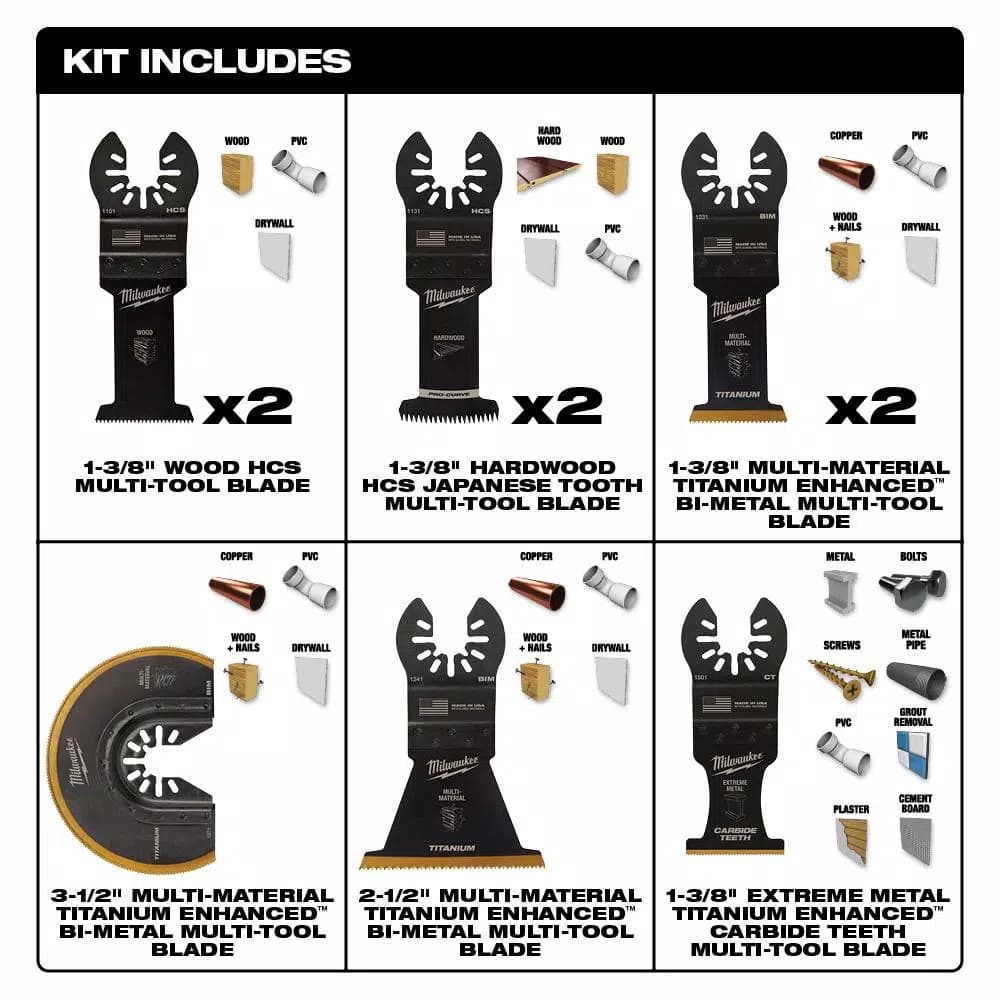 Milwaukee OPEN-LOK 9-Piece Oscillating Multi-Tool Blade Variety Pack, Universal Fit
