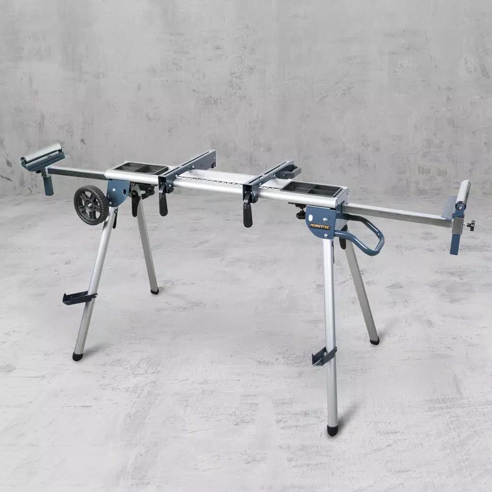 POWERTEC MT4008 Deluxe Rolling Miter Saw Stand with Tool Trays and Aluminum Construction