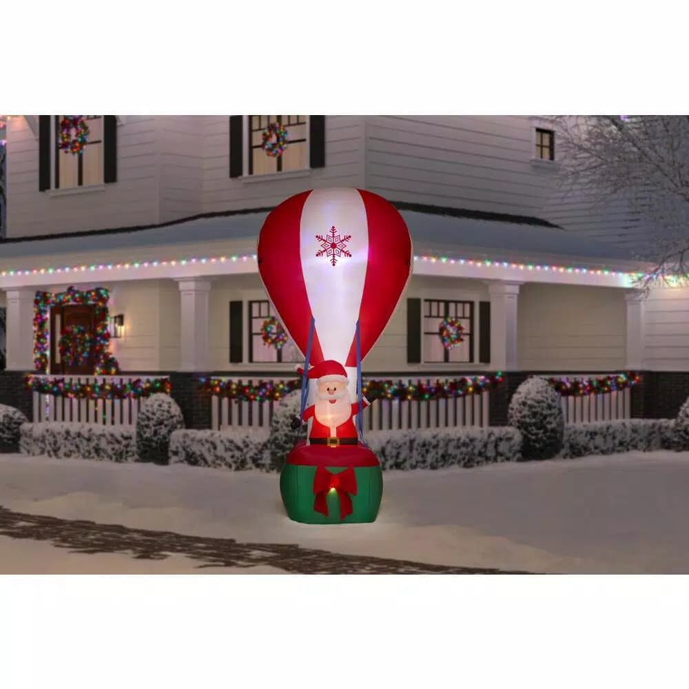 Airblown 12 ft. Inflatable Santa in Hot Air Balloon with Northern Sky Light Show Projection