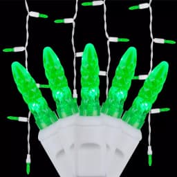 Wintergreen Lighting 7 ft. Green M5 LED Icicle Lights, 70-Light Set with White Wire thumbnail 1