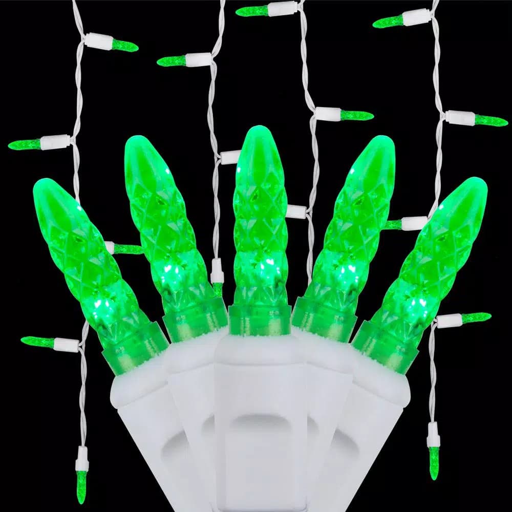 Wintergreen Lighting 7 ft. Green M5 LED Icicle Lights, 70-Light Set with White Wire