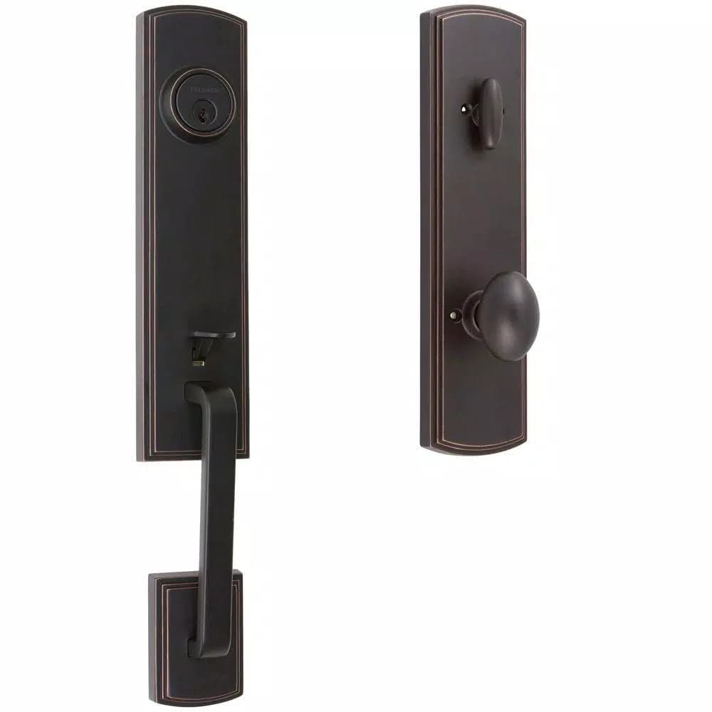 Delaney Italian Collection Briona Edged Oil-Rubbed Bronze Dummy Handleset, Left-Hand Canova Interior