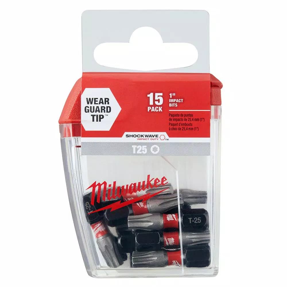 Milwaukee SHOCKWAVE T25 Torx 1 in. Impact Rated Steel Driver Bits, 15-Pack