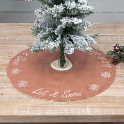 VHC Brands 21 in. Let It Snow Apple Red & Almond Farmhouse Christmas Mini Tree Skirt thumbnail 4