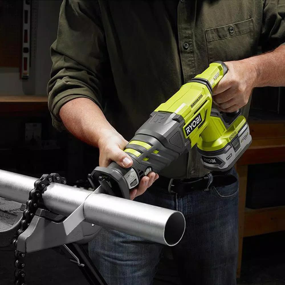 RYOBI 18V ONE+ Brushless Cordless Reciprocating Saw (Tool Only) with Wood Cutting Blade