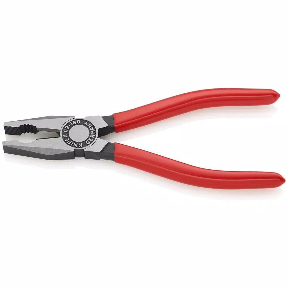 KNIPEX 7.25 in. Heavy Duty Forged Steel Combination Pliers, 60 HRC Cutting Edge