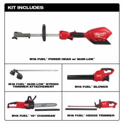 Milwaukee M18 FUEL 18V Cordless Brushless Landscaping Combo Kit: String Trimmer, Blower, Hedge Trimmer & Chainsaw thumbnail 2