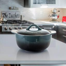 Gibson Artisan 2.3 Qt. Stoneware Casserole Dish with Lid, Gradient Gray thumbnail 3