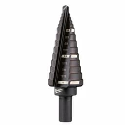 Milwaukee #8 Step Drill Bit, 1/2 in. - 1 in. x 1/16 in. Increment, Black Oxide Coating thumbnail 1