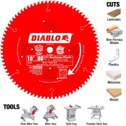 Diablo 10 in. x 80-Tooth Non-Ferrous Metal and Plastic Carbide Circular Saw Blade thumbnail 3