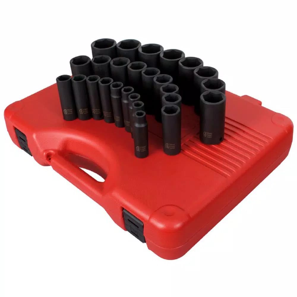 SUNEX TOOLS 26-Piece 1/2 in. Drive Deep Metric Impact Socket Set