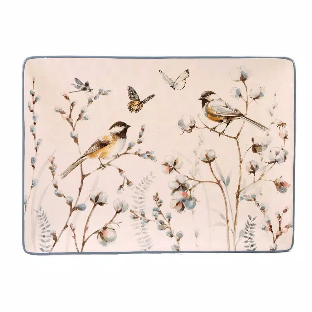 Certified International Country Weekend Ceramic Rectangular Platter, Multi-Colored Wildflower Design