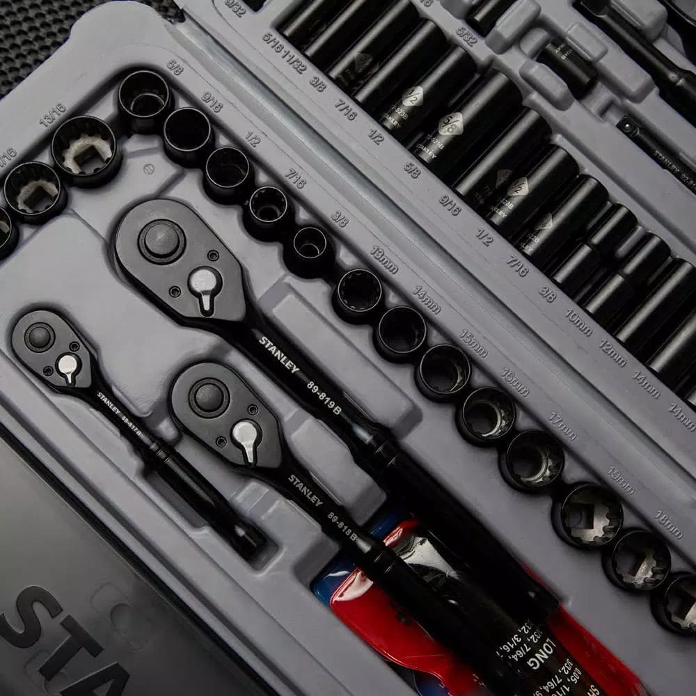 STANLEY 201-Piece Mechanics Tool Set with Black Chrome Finish