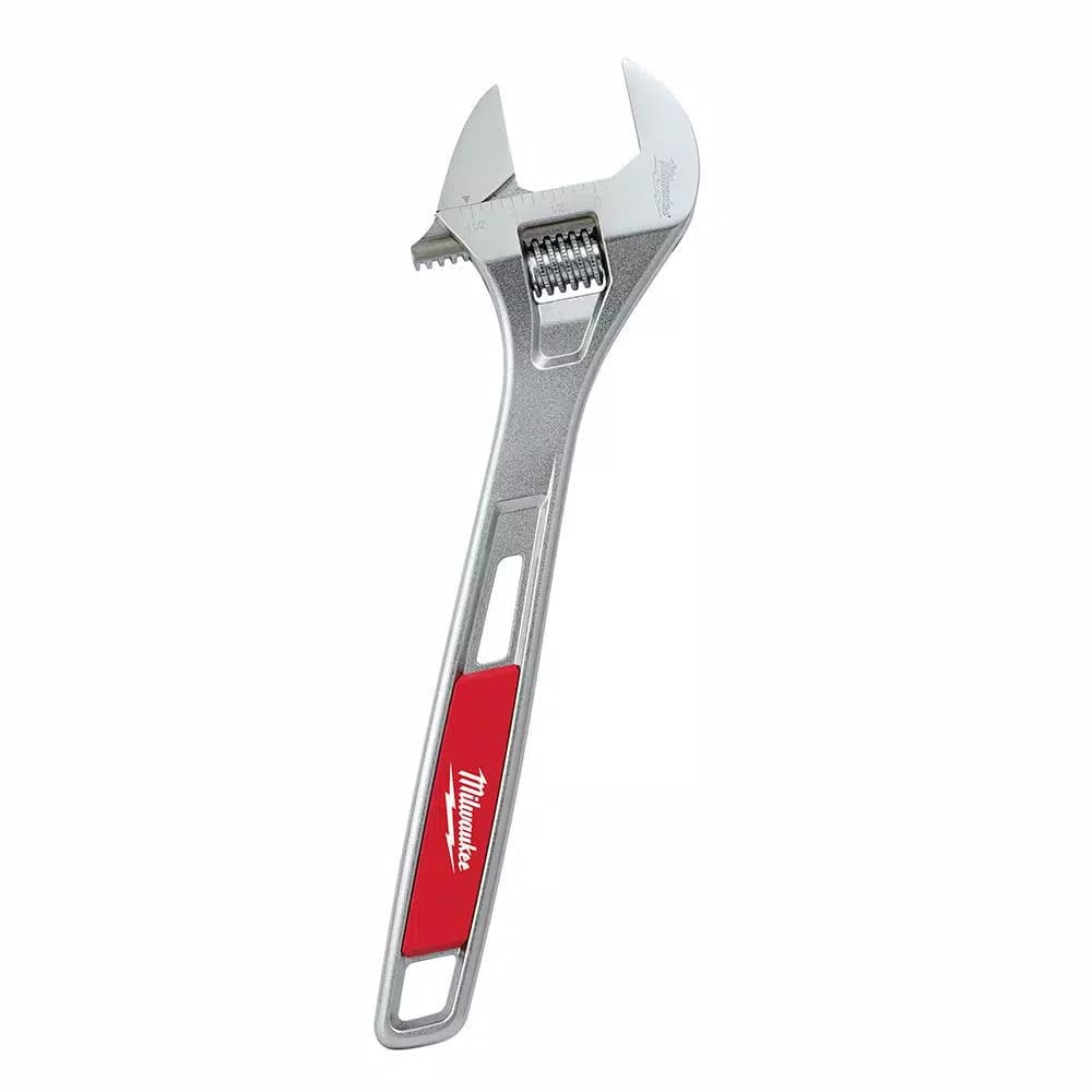 Milwaukee 12 in. Adjustable Wrench, Parallel Jaw, Chrome-Plated Steel