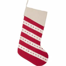 VHC Brands 20 in. Red Margot Farmhouse Christmas Stocking with Diamond Cut Lace thumbnail 1
