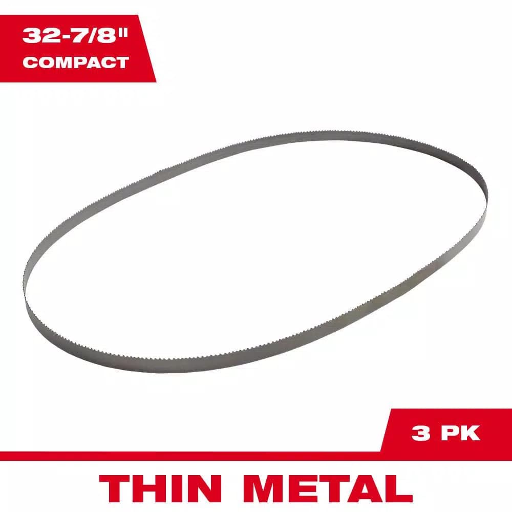 Milwaukee 32-7/8 in. 18 TPI Bi-Metal Compact Band Saw Blades, 3-Pack
