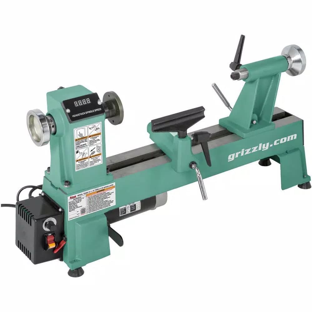 Grizzly Industrial 12 in. x 18 in. Variable-Speed Wood Lathe with Digital Spindle Speed Indicator