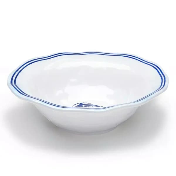 Q Squared Portsmouth 12 in. Melamine Serving Bowl - Coastal Blue Anchor & Compass Design