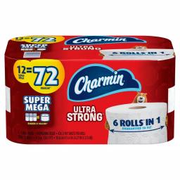 Charmin Ultra Strong 2-Ply Toilet Paper, 12 Super Mega Rolls thumbnail 4