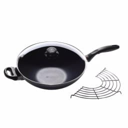Swiss Diamond 4.9 Qt. Nonstick Wok with Lid and 11.8 in. Tempura Rack thumbnail 1