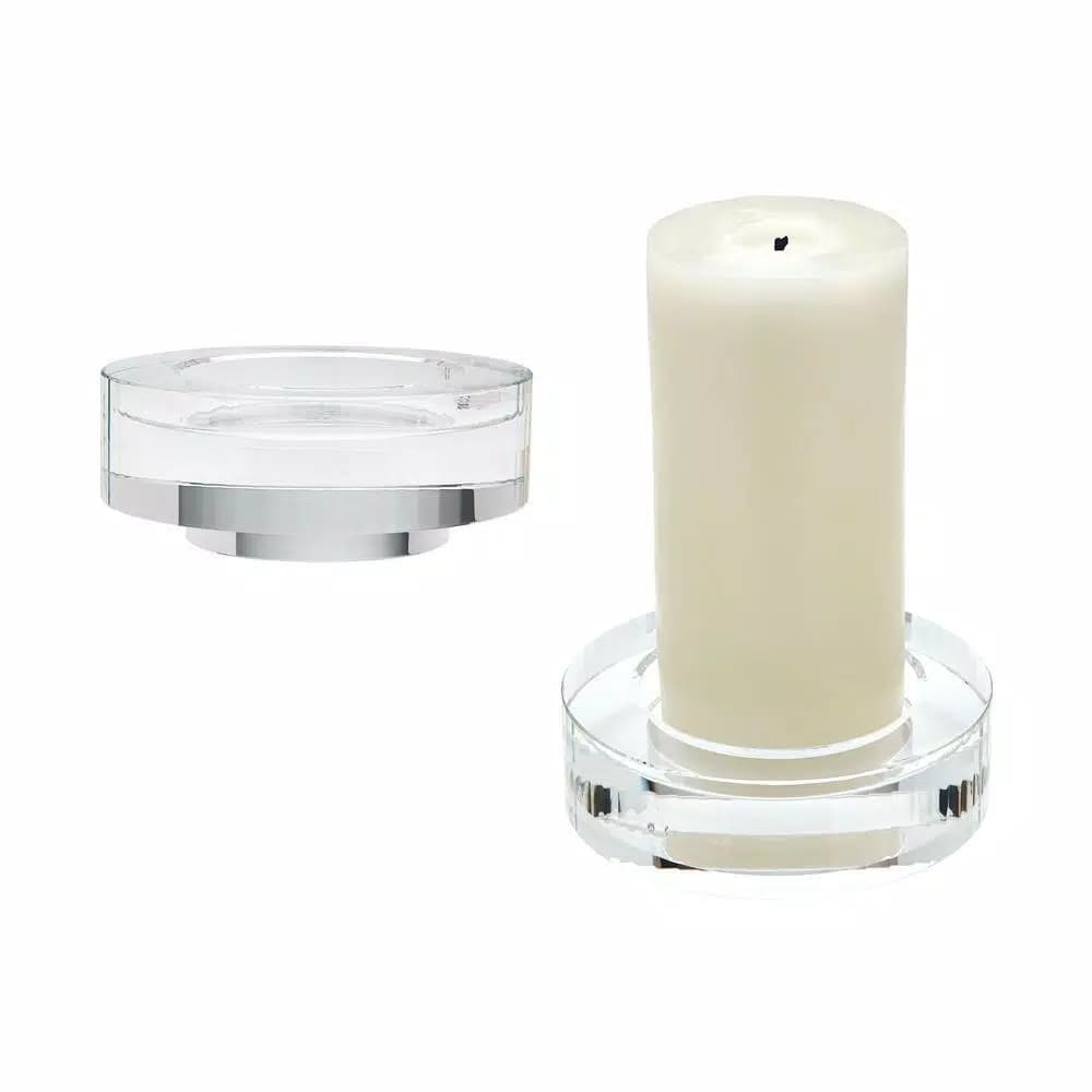 Titan Lighting Fluted Crystal Candle Holder Set of 2 - Hand-Cut Glam Decor