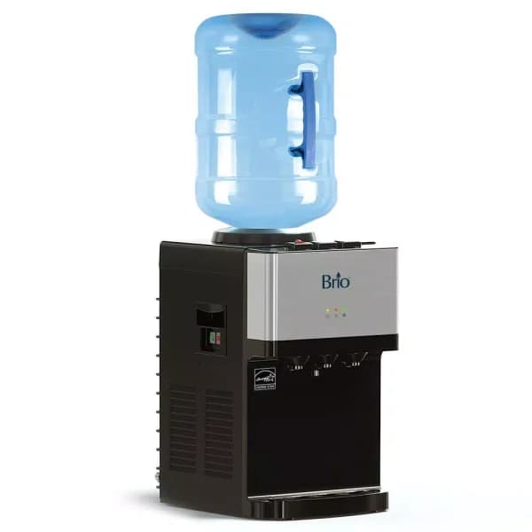 Brio Top Loading Countertop Water Cooler Dispenser with Hot, Cold & Room Temperature Water, Stainless Steel