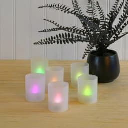 LUMABASE Flameless Votive Candles with Color Changing LED Frosted Plastic Holders, 6-Count thumbnail 2