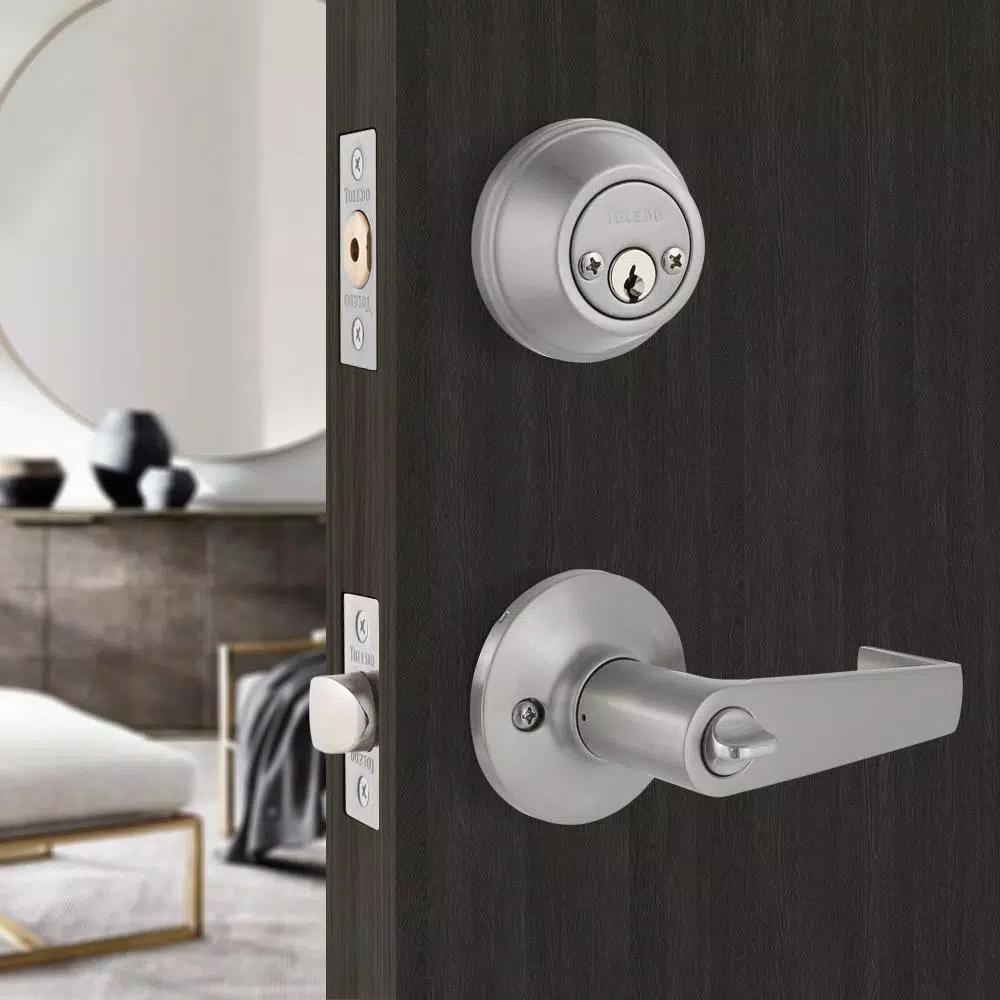 Toledo Fine Locks Double Cylinder Keyed Entry Combination Set, Satin Nickel