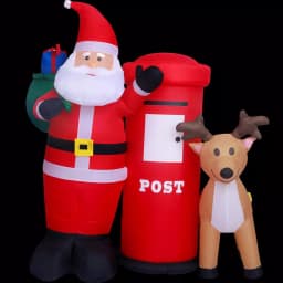 JOYDECOR 6 ft. Santa Claus with Postbox and Reindeer Christmas Inflatable with LED Lights thumbnail 1